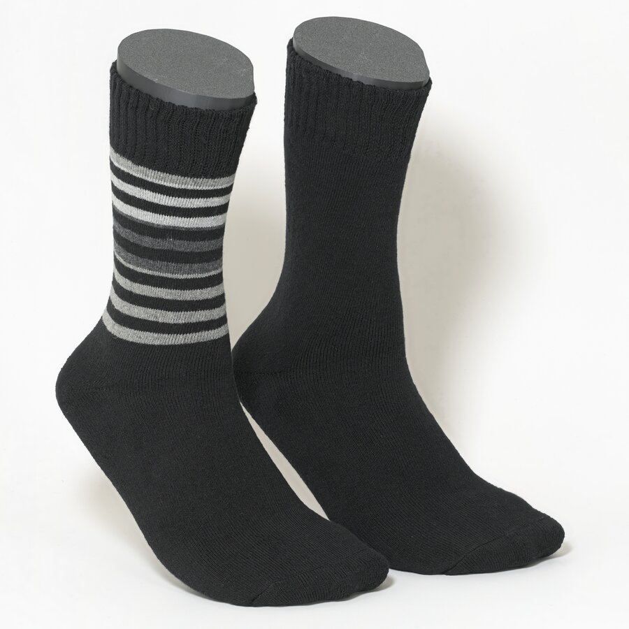 Herrensocken Thermo ringel-grau-schwarz-mix - 1