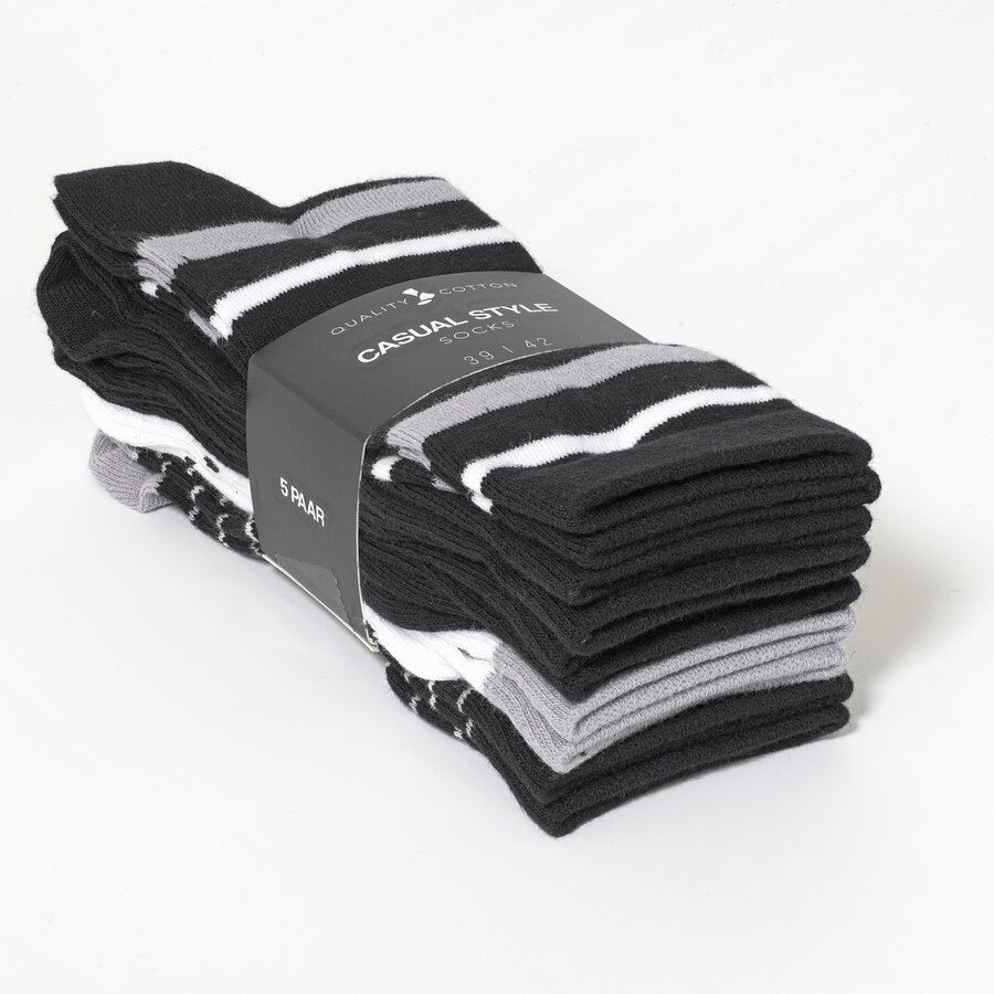 Damensocken Muster-Ringel schwarz-grau-mix - 2