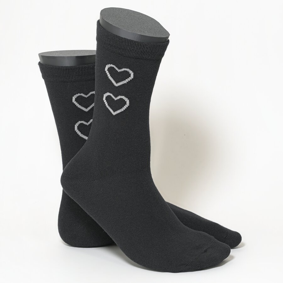 Damensocken Muster-Ringel schwarz-grau-mix - 3