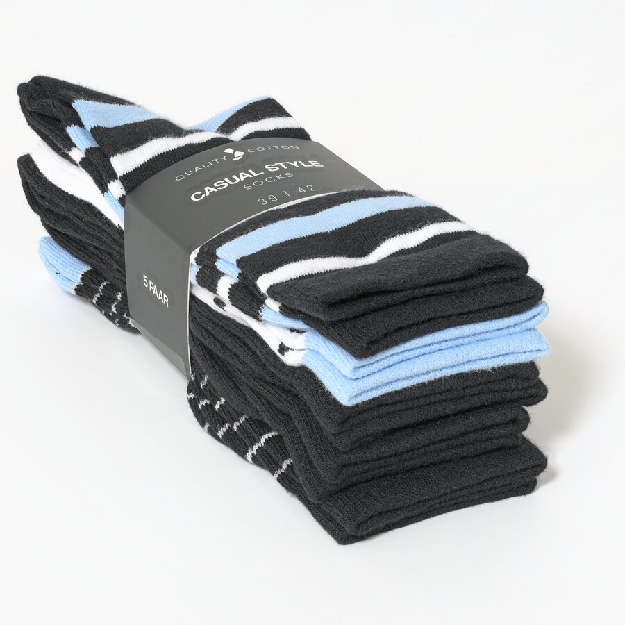 Damensocken Muster-Ringel schwarz-blau-mix - 2