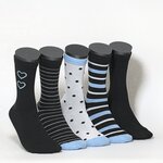 Damensocken Muster-Ringel schwarz-blau-mix