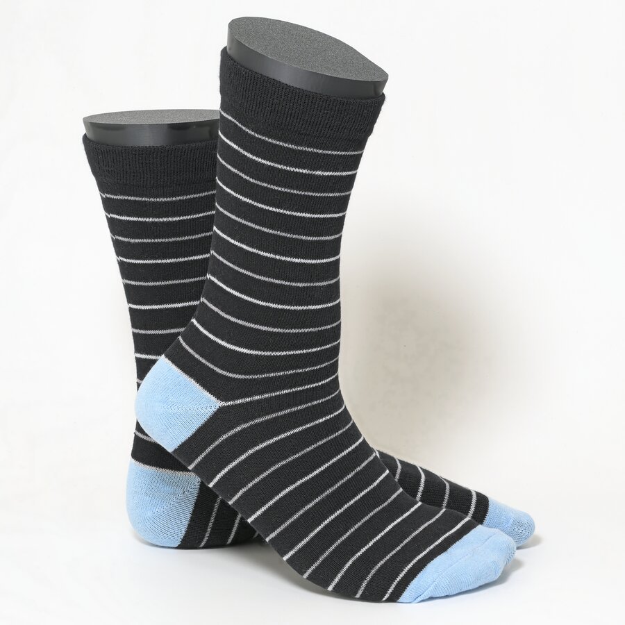 Damensocken Muster-Ringel schwarz-blau-mix - 3