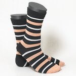 Damensocken Muster-Ringel schwarz-pfirsich-mix - 3