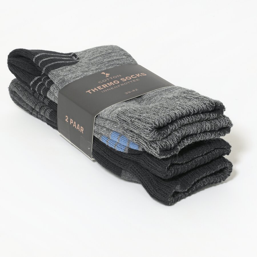 Herren-Thermo-Socken Baumwolle Elastik-Bündchen anthrazit-schwarz-mix - 2