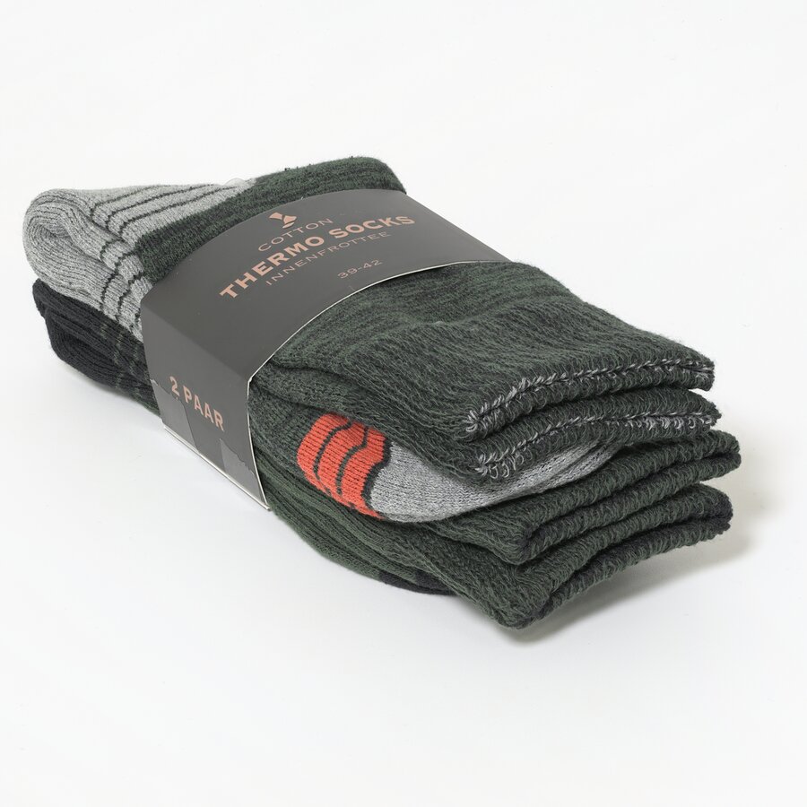 Herren-Thermo-Socken Baumwolle Elastik-Bündchen oliv-mix - 2