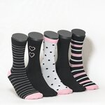 Damensocken Muster-Ringel schwarz-rosa-mix - 1