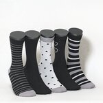 Damensocken Muster-Ringel schwarz-grau-mix