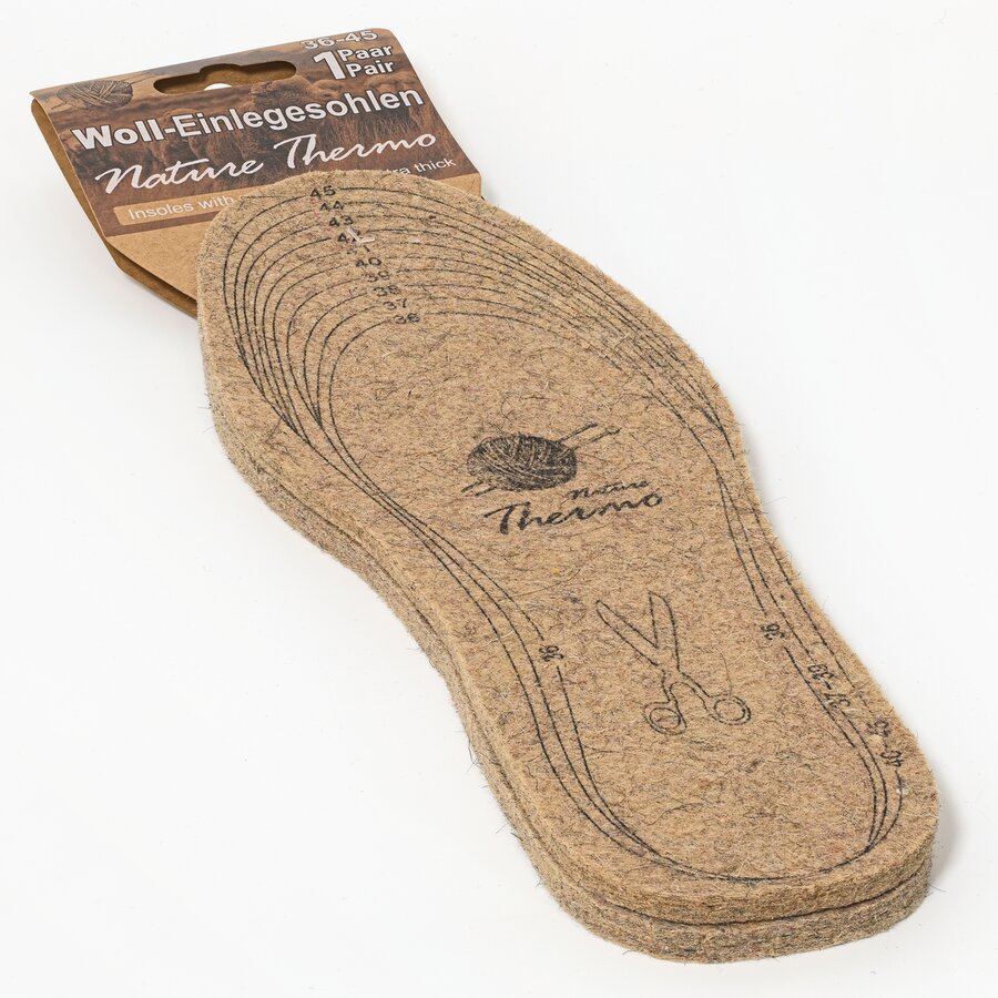 Woll-Einlegesohlen Thermo wärmend 6mm extra-dick Gr.36-45 zuschneidbar - 1
