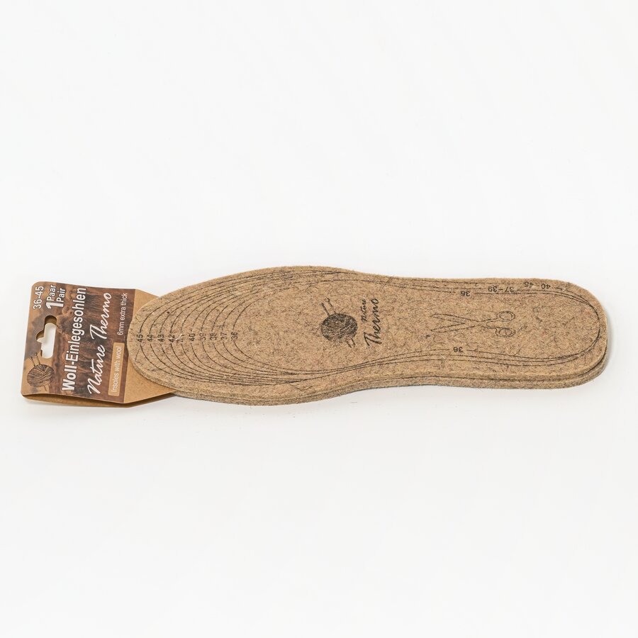 Woll-Einlegesohlen Thermo wärmend 6mm extra-dick Gr.36-45 zuschneidbar - 2