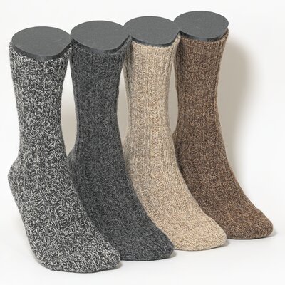 100% Wollsocken mit Alpaka natur-melange-mix